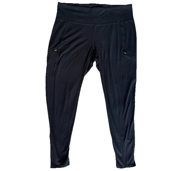 Eileen Fisher Pants - Eileen Fisher Black Cropped Leggings Women's Medium Zip Pocket Stretch Capri
